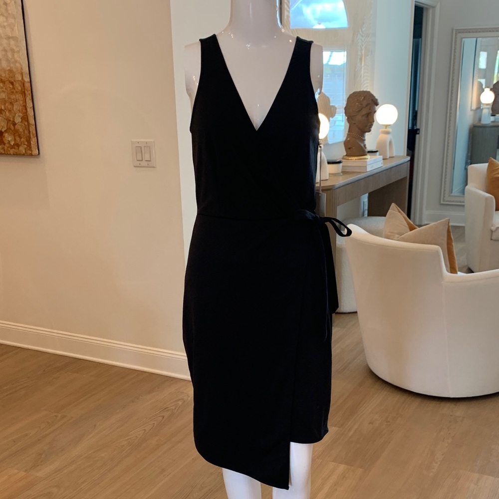 a new day Black Sleeveless V-Neck Wrap-Style Mini Dress